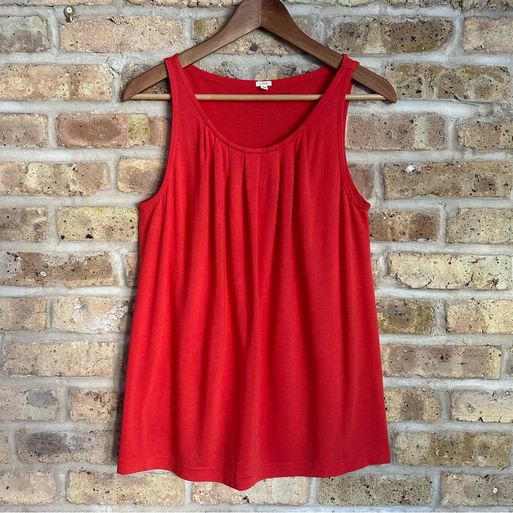 J. Crew Orange Swing Tank w/ Pleated Detail